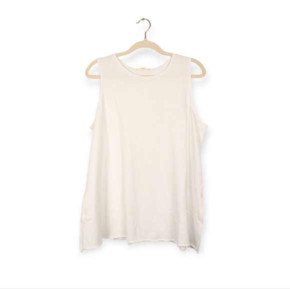 NWT Eileen Fisher White Organic Cotton Crewneck Tunic Size L - Picture 1 of 7